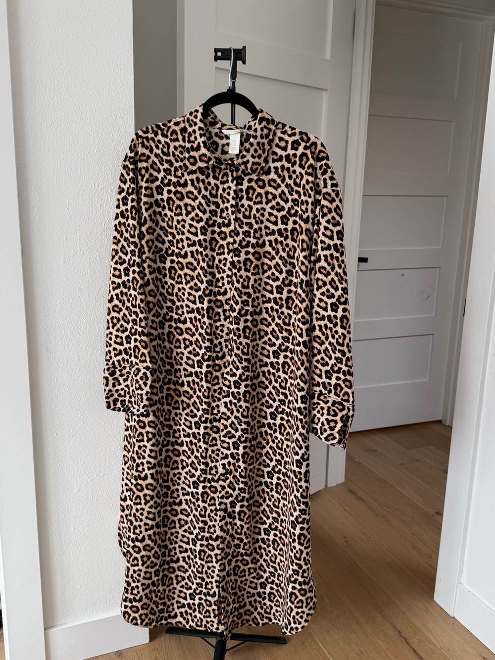 H&M Leopard Print Shirt Dress in Tan and Black